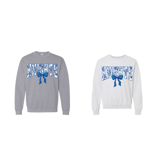 Youth Floral Bow Design Crewneck Sweatshirt